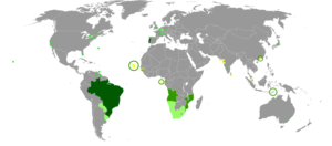 "Map of the portuguese language in the world" da Wikipedia (Licenza Creative Commons)