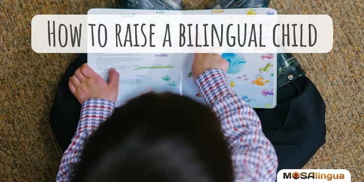 How to raise a bilingual child overhead view of child reading book