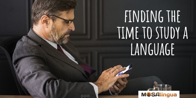 find the time to study a language man on phone mosalingua