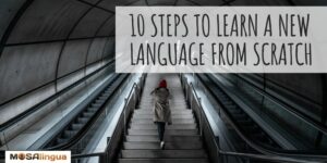 girl walking up stairs 10 steps to learn a language from scratch mosalingua