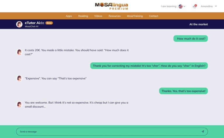 Screenshot of the MosaChat-AI interface