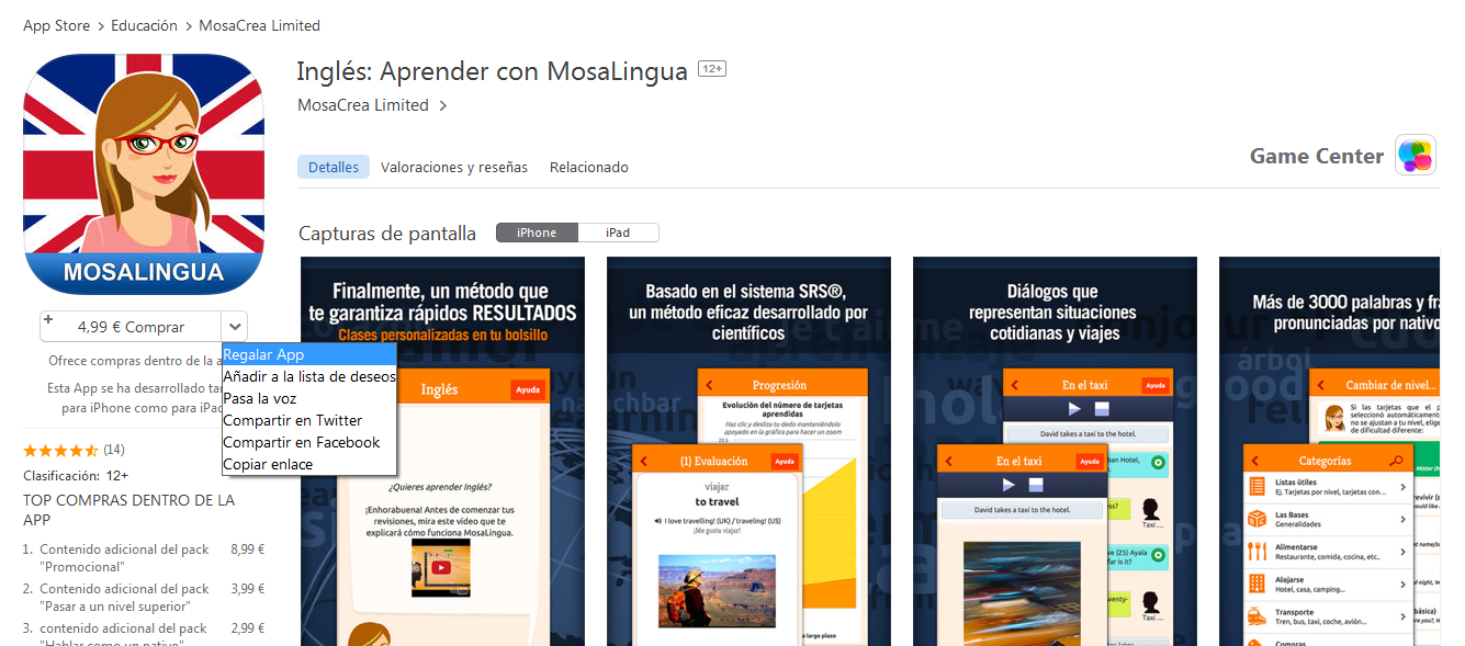 regalar las apps de MosaLingua
