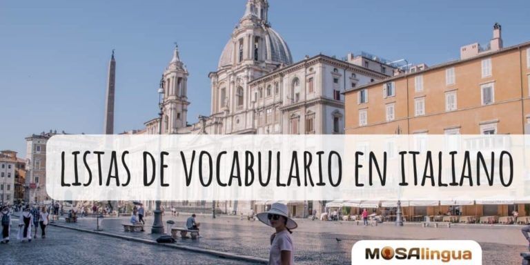 Lista de vocabulario en italiano