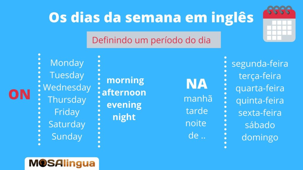 Dias da semana em inglês e português: com escrita e pronúncia 📅