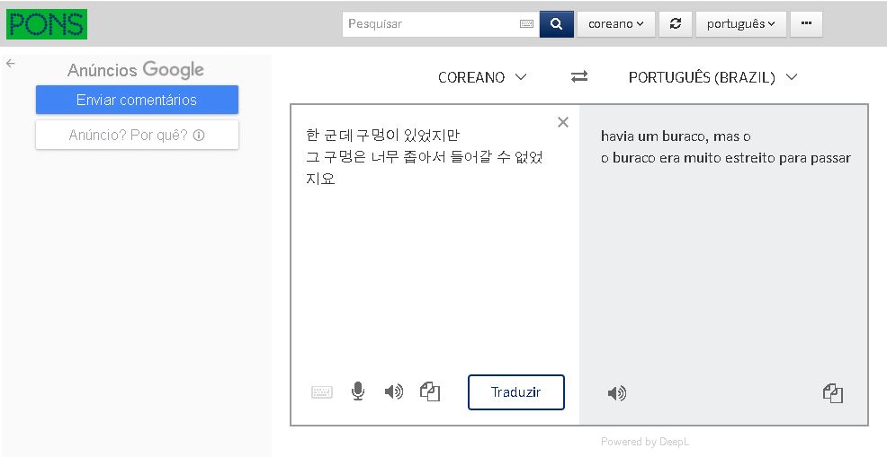 tradução coreano online