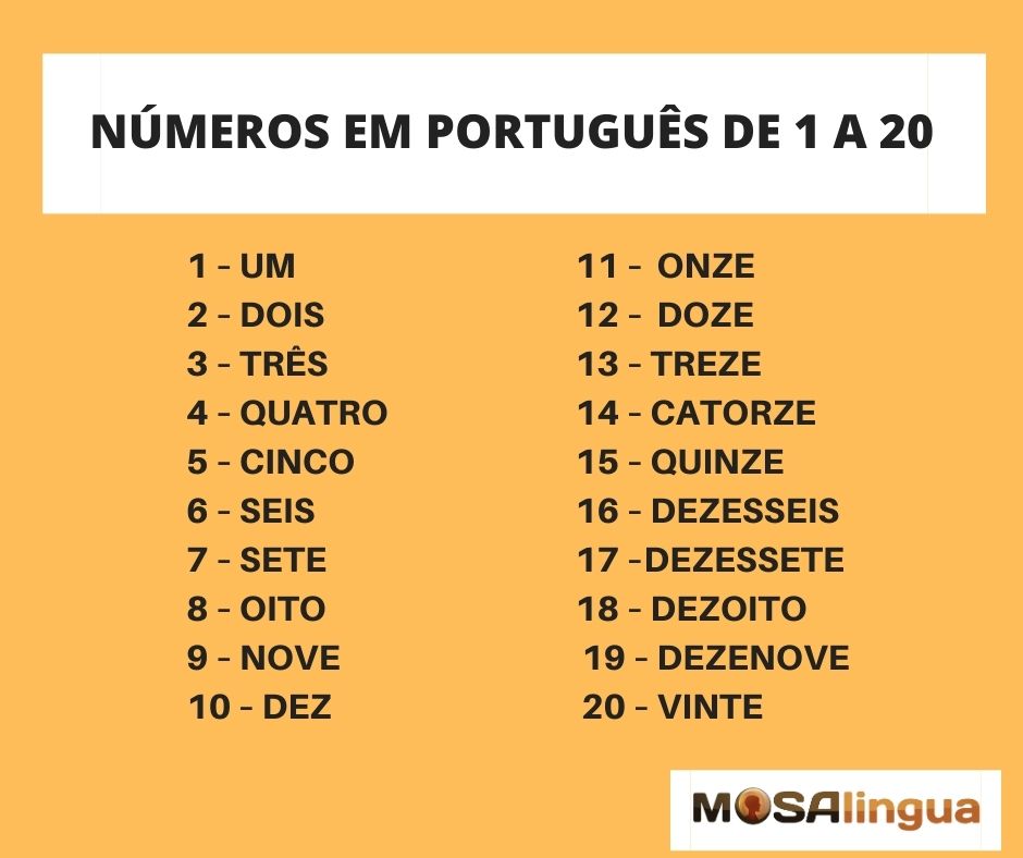 chiffres en portugais de 1 à 20