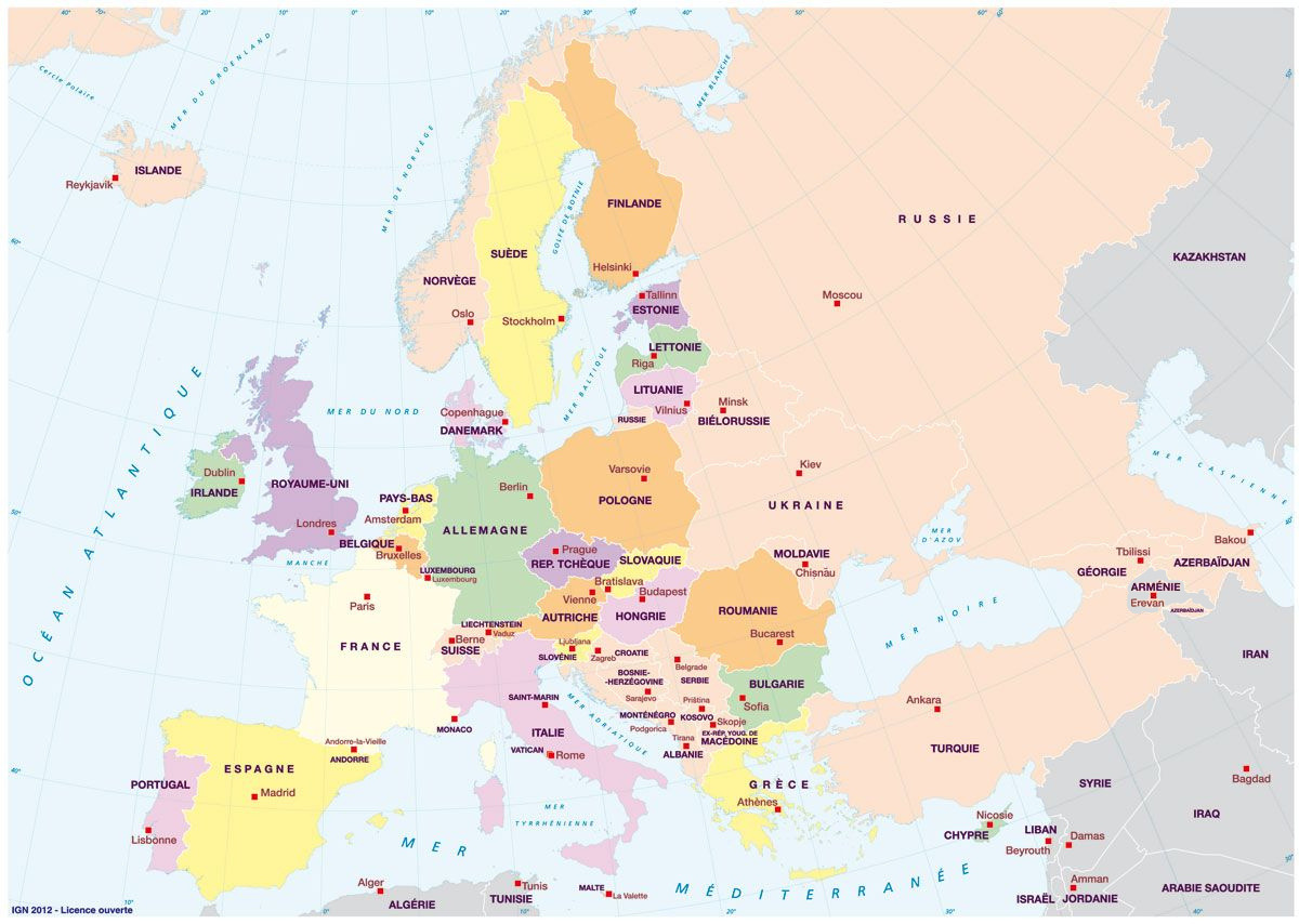 Carte des pays d'Europe
