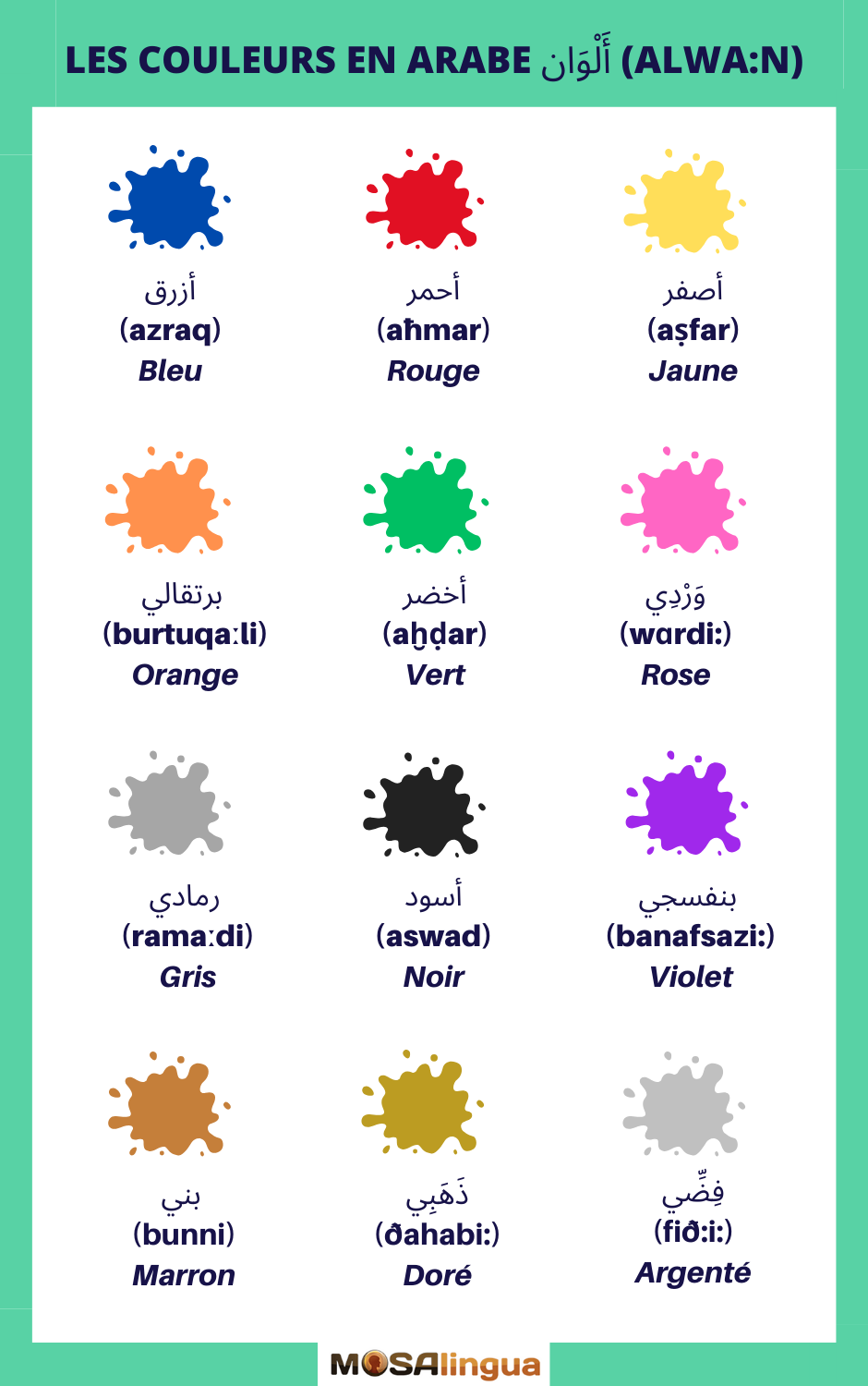 les couleurs en arabe
